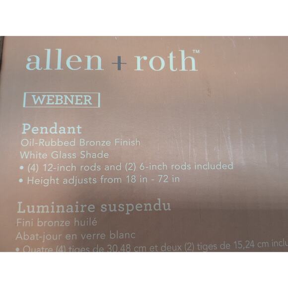 Allen + Roth Webner Pendant Oil Rubbed Bronze White Glass Shade [13] - Picture 6 of 11